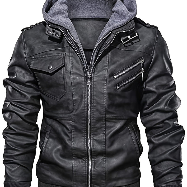 Robust med huva biker jacka