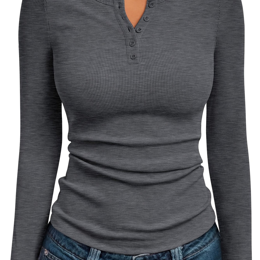 Fitted knapp henley topp