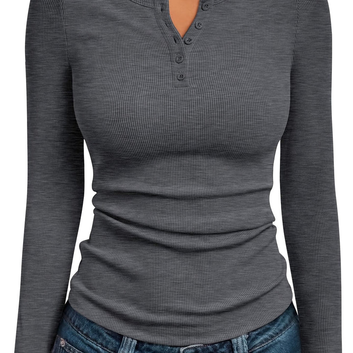 Fitted knapp henley topp