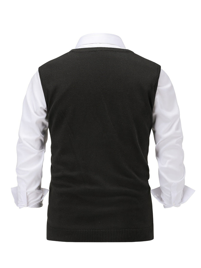 Klassisk argyle stickad väst