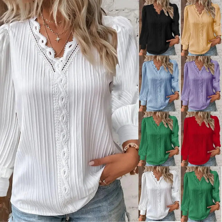 Elegant spets-kantad blus