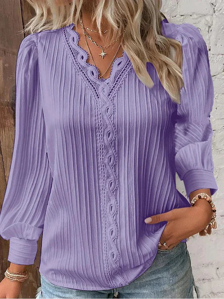 Elegant spets-kantad blus
