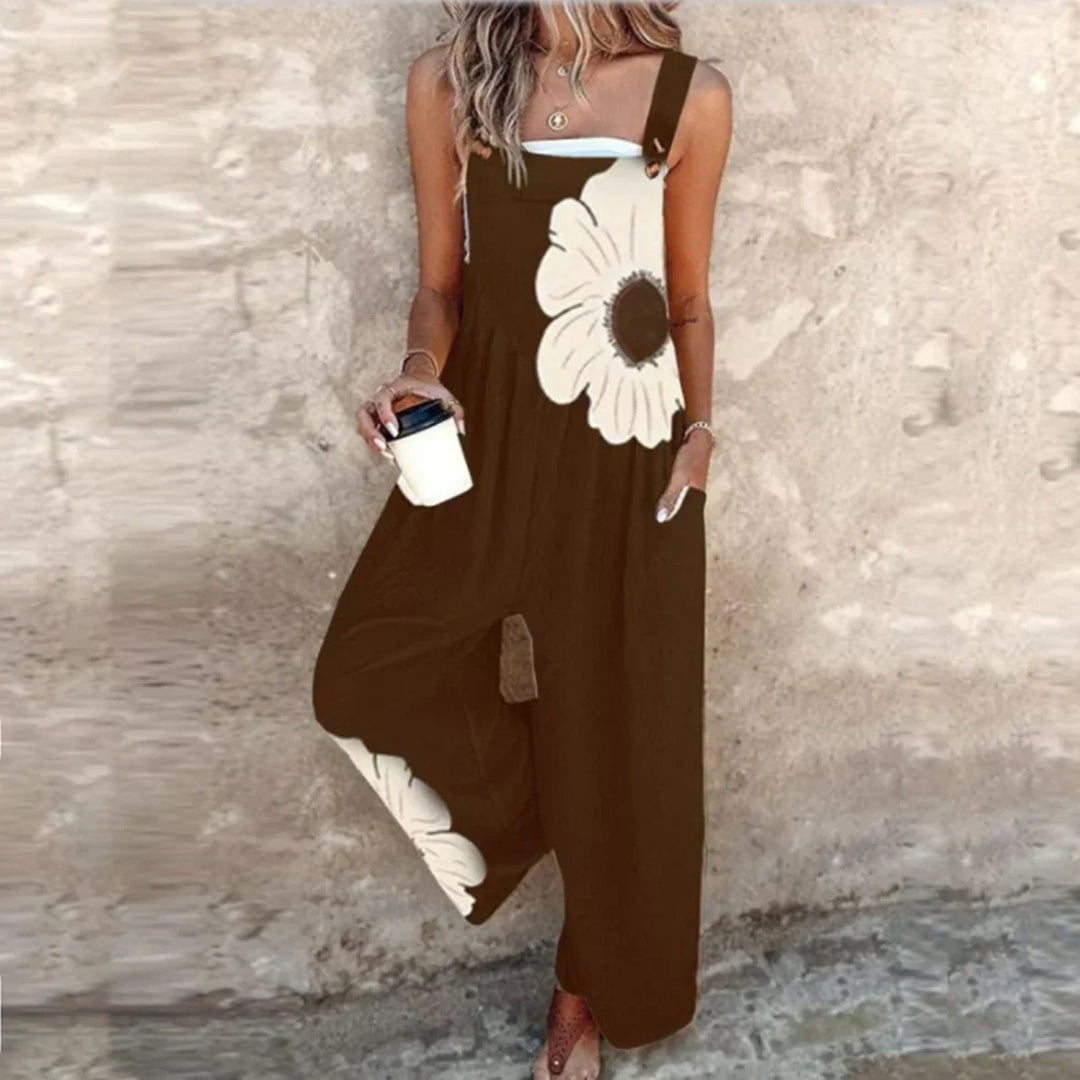 Snygg blommig vid ben jumpsuit