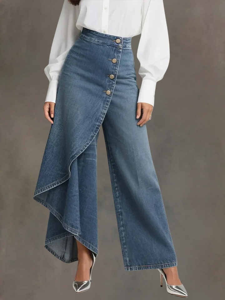 Elegant hög waisted med vida ben byxor