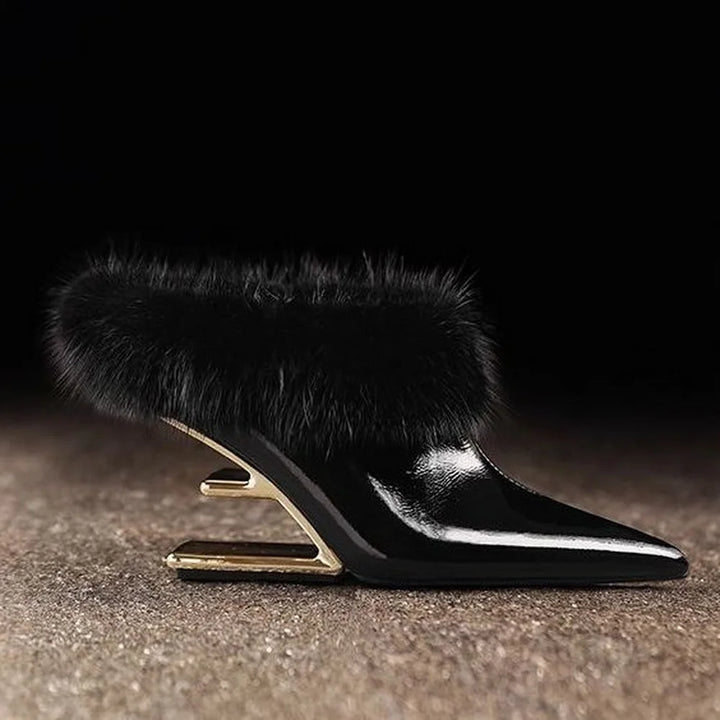 Elegant furry spetsig klackskor
