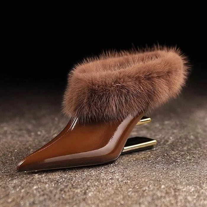 Elegant furry spetsig klackskor