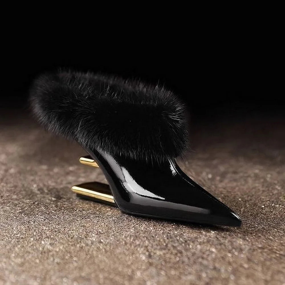 Elegant furry spetsig klackskor