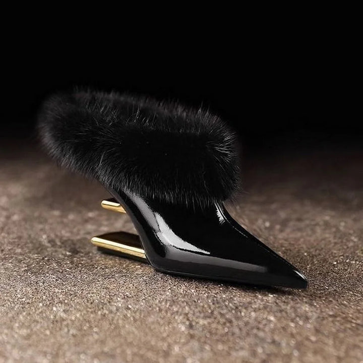 Elegant furry spetsig klackskor