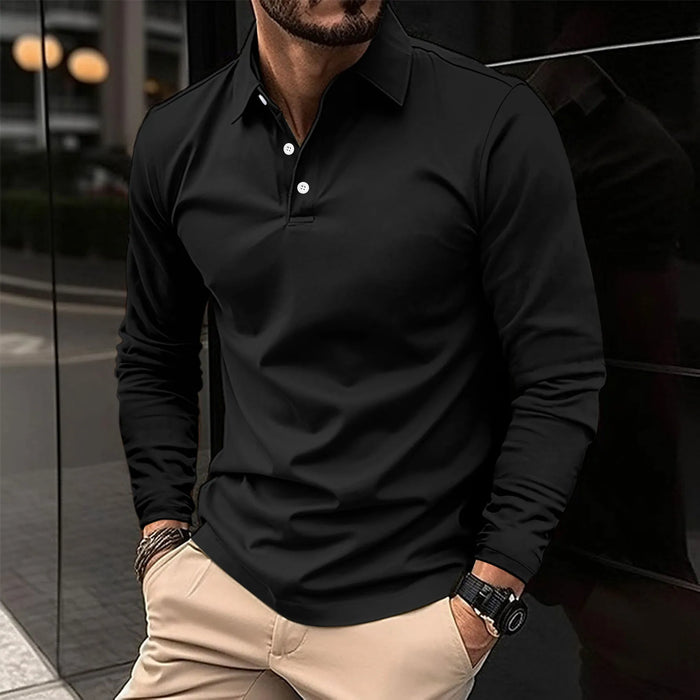Stilren avslappnad lång-sleeved polo