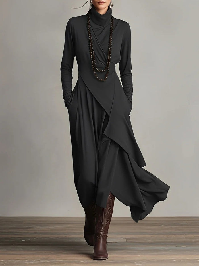 Elegant hög hals maxi klänning