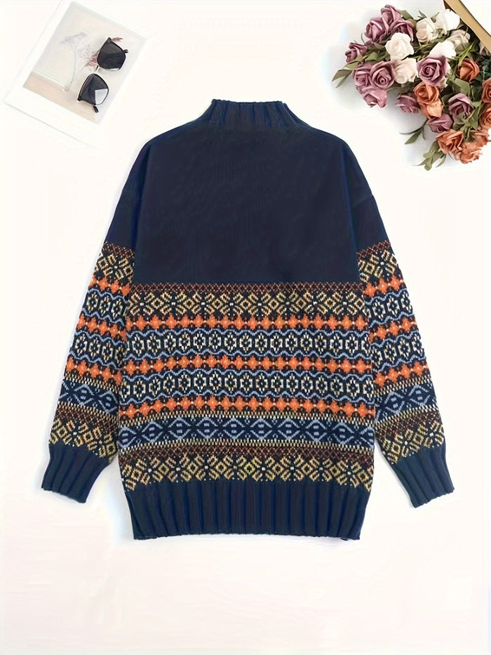 Vintage jacquard lös-passform tröja