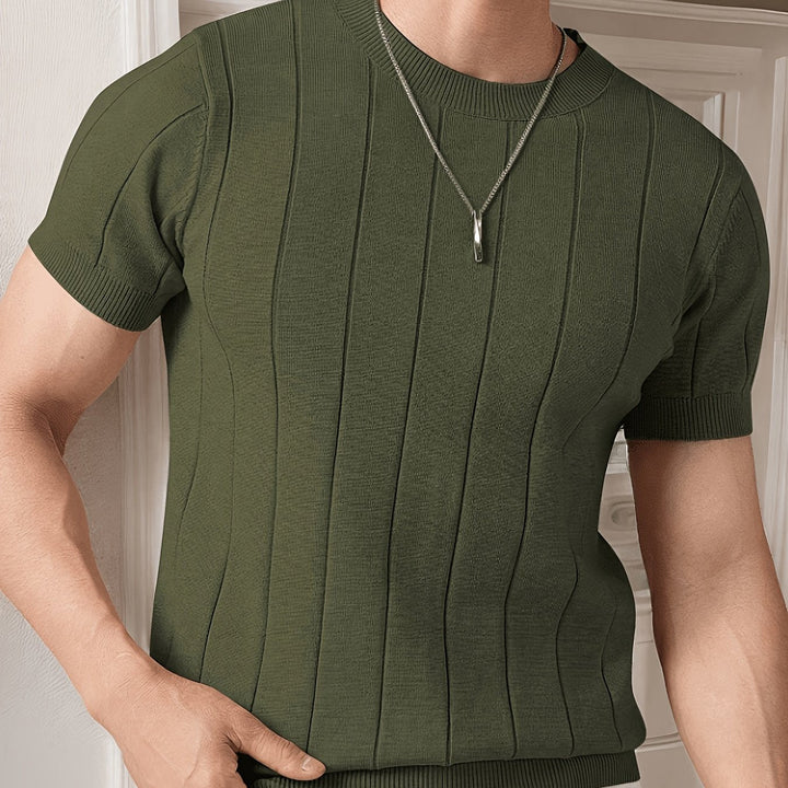 Ribbstickad kortärmad topp