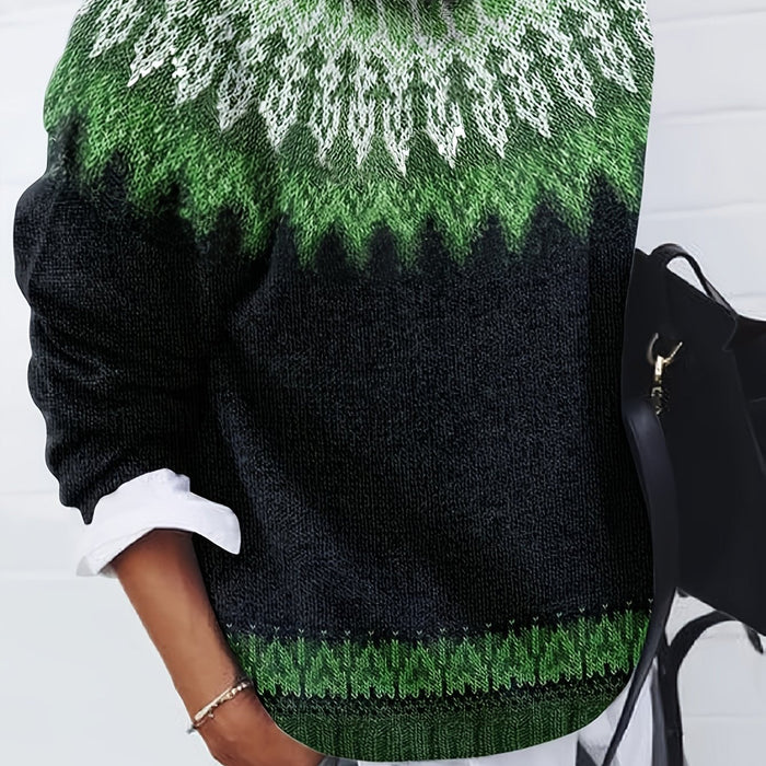 Chunky jacquard rundhalsad tröja