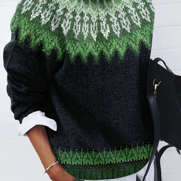 Chunky jacquard rundhalsad tröja