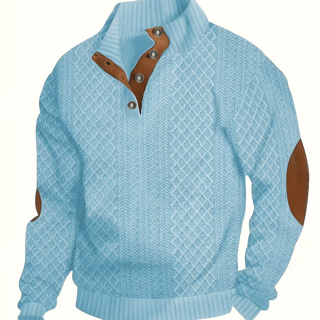 Stå krage knapp henley tröja