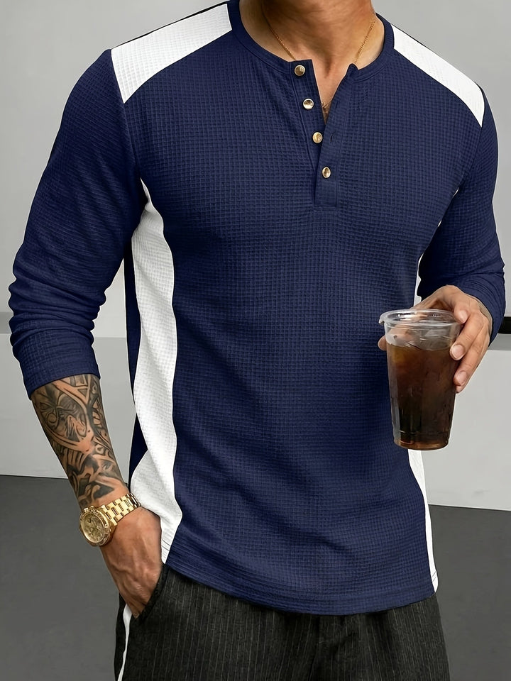 Strukturerad långärmad henley