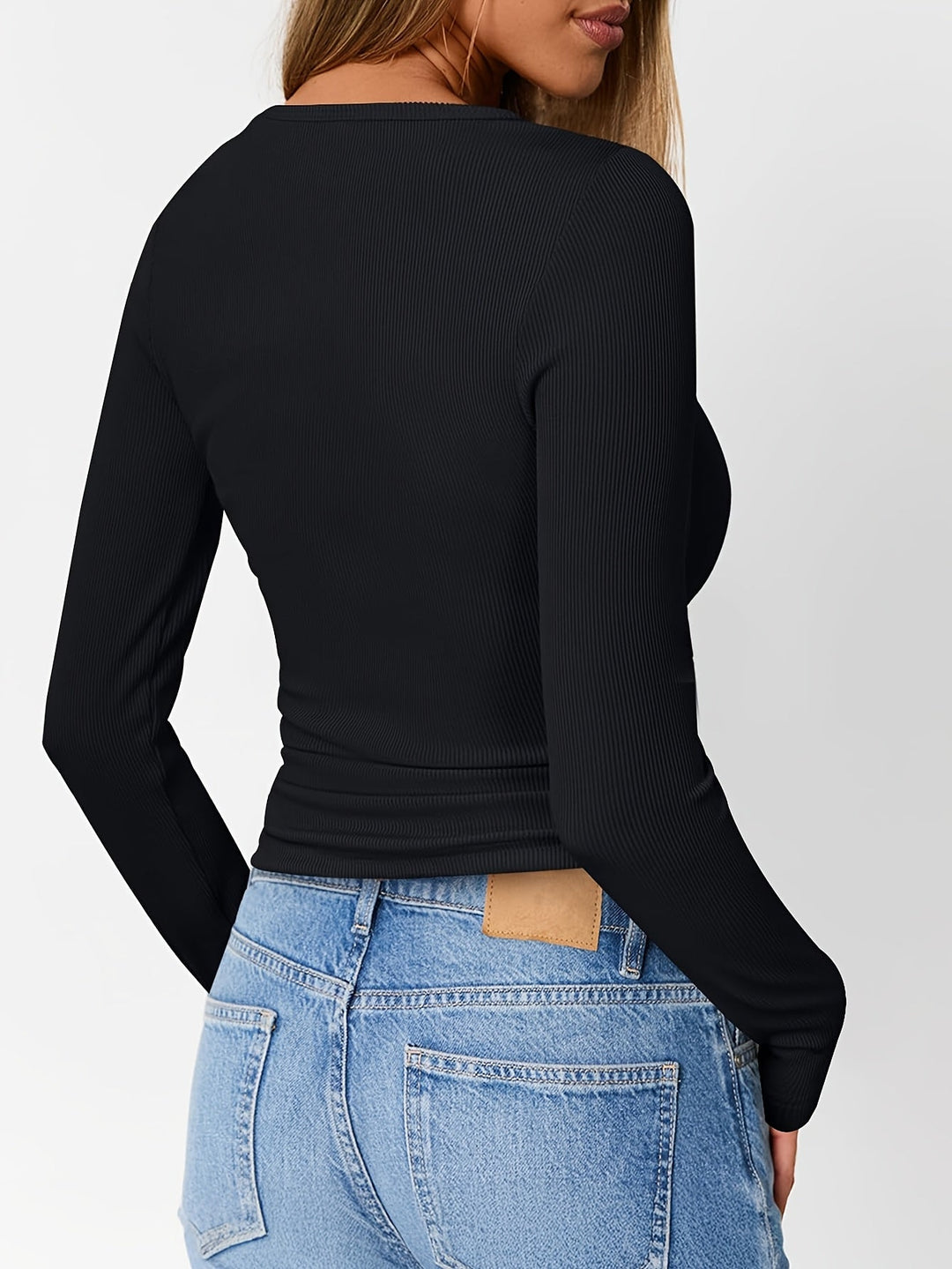 Fitted knapp henley topp