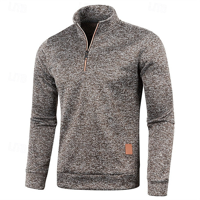Med kvartsdragkedja strukturerad pullover tröja