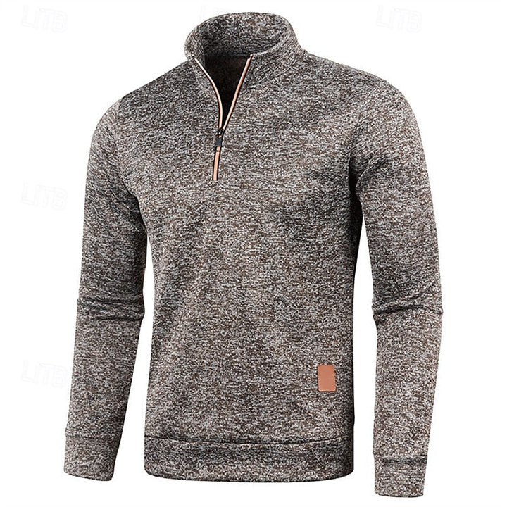 Med kvartsdragkedja strukturerad pullover tröja
