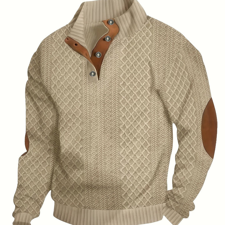 Stå krage knapp henley tröja