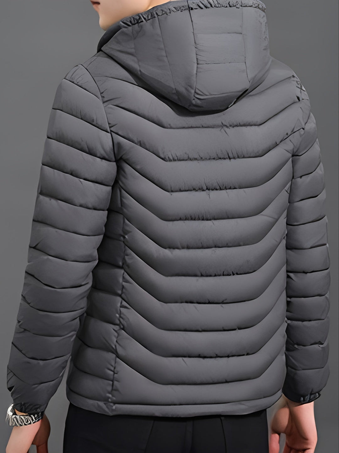 Med huva quiltad puffer jacka