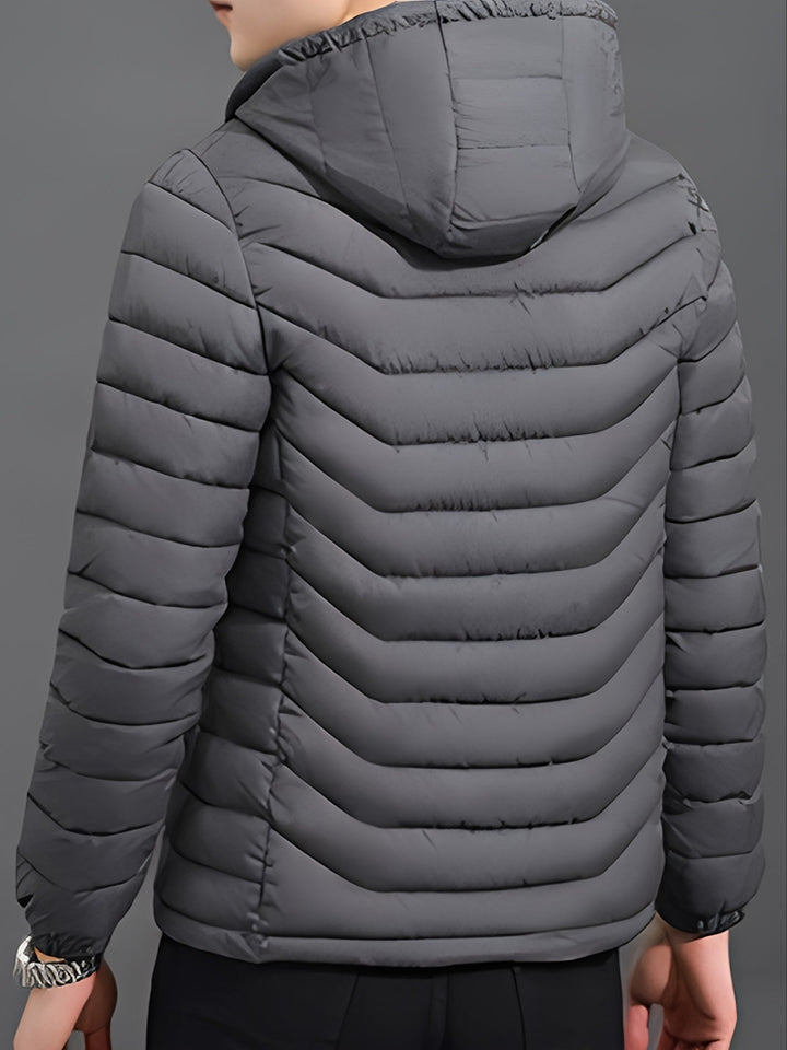 Med huva quiltad puffer jacka