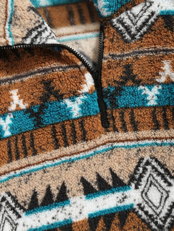 Mönstrad med kvartsdragkedja pullover