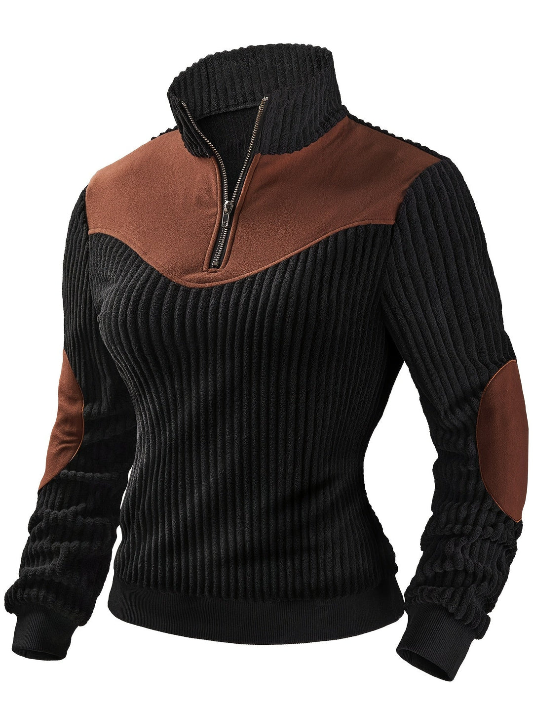 Ribbstickad med kvartsdragkedja pullover