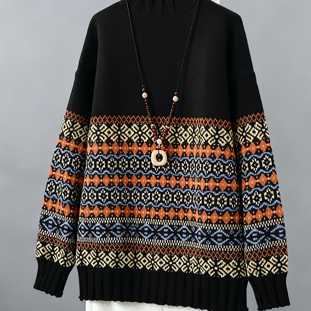 Vintage jacquard lös-passform tröja