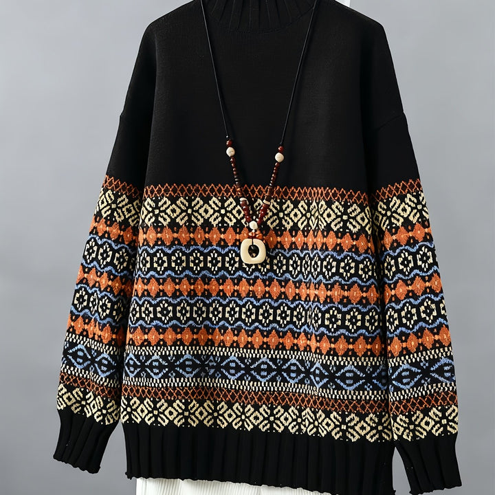 Vintage jacquard lös-passform tröja