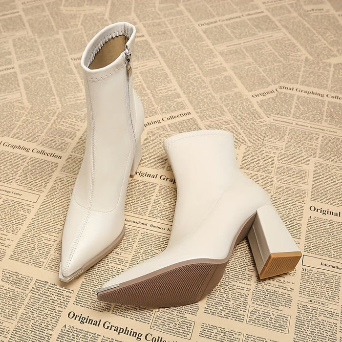 Spetsig tå chunky klack ankelboots