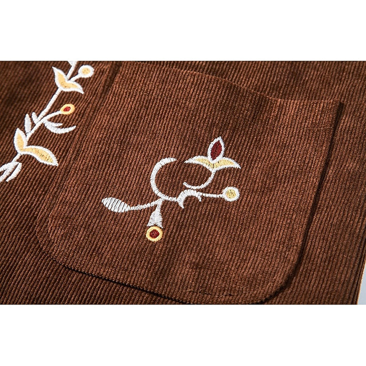 Broderad enkelknäppt väst