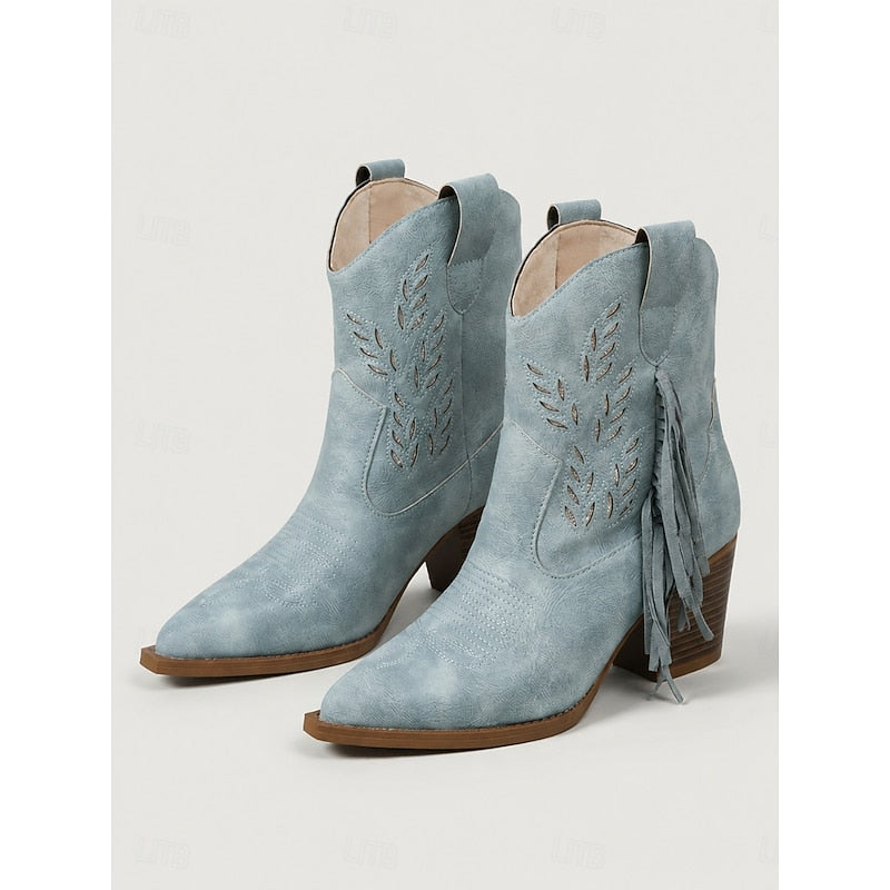 Tasseled western ankelboots