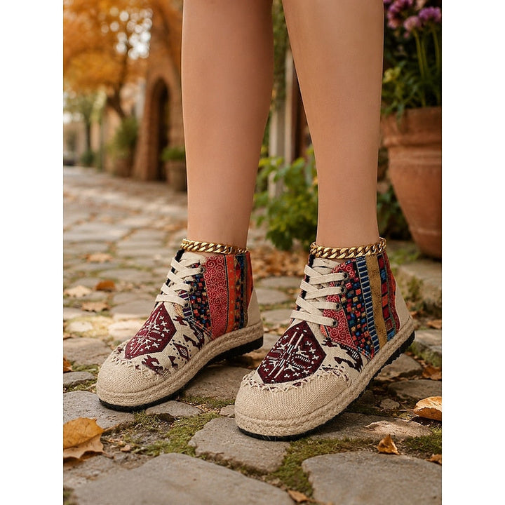 Boho mönstrad höga sneakers