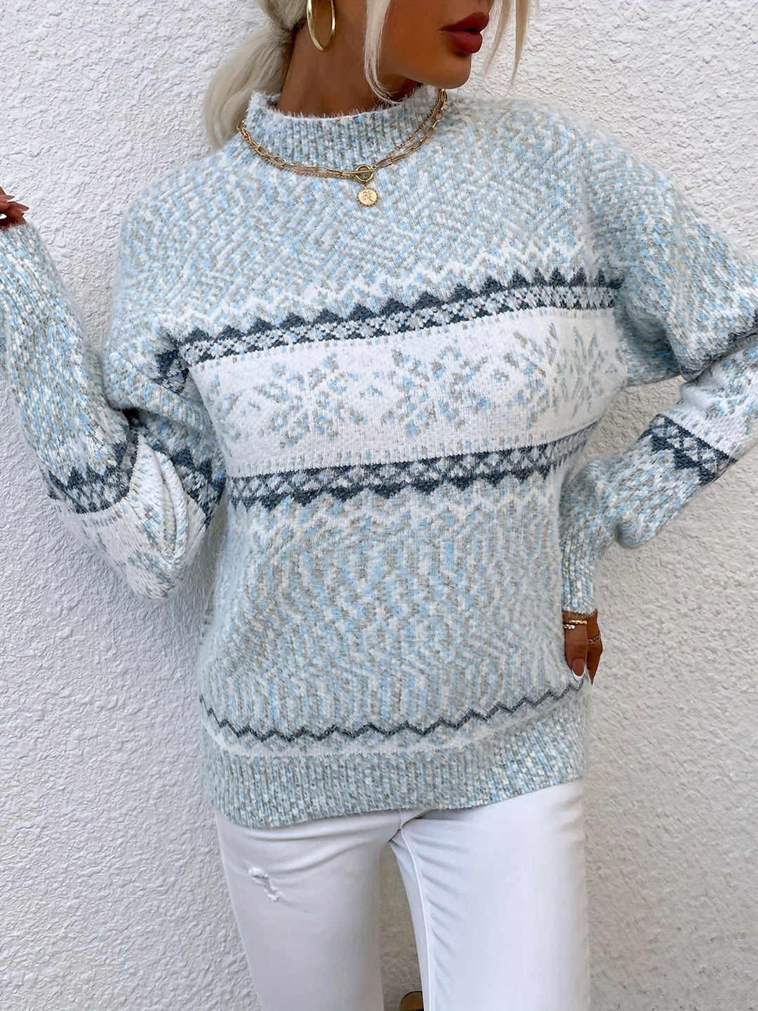 Mysig snowflake mockneck tröja