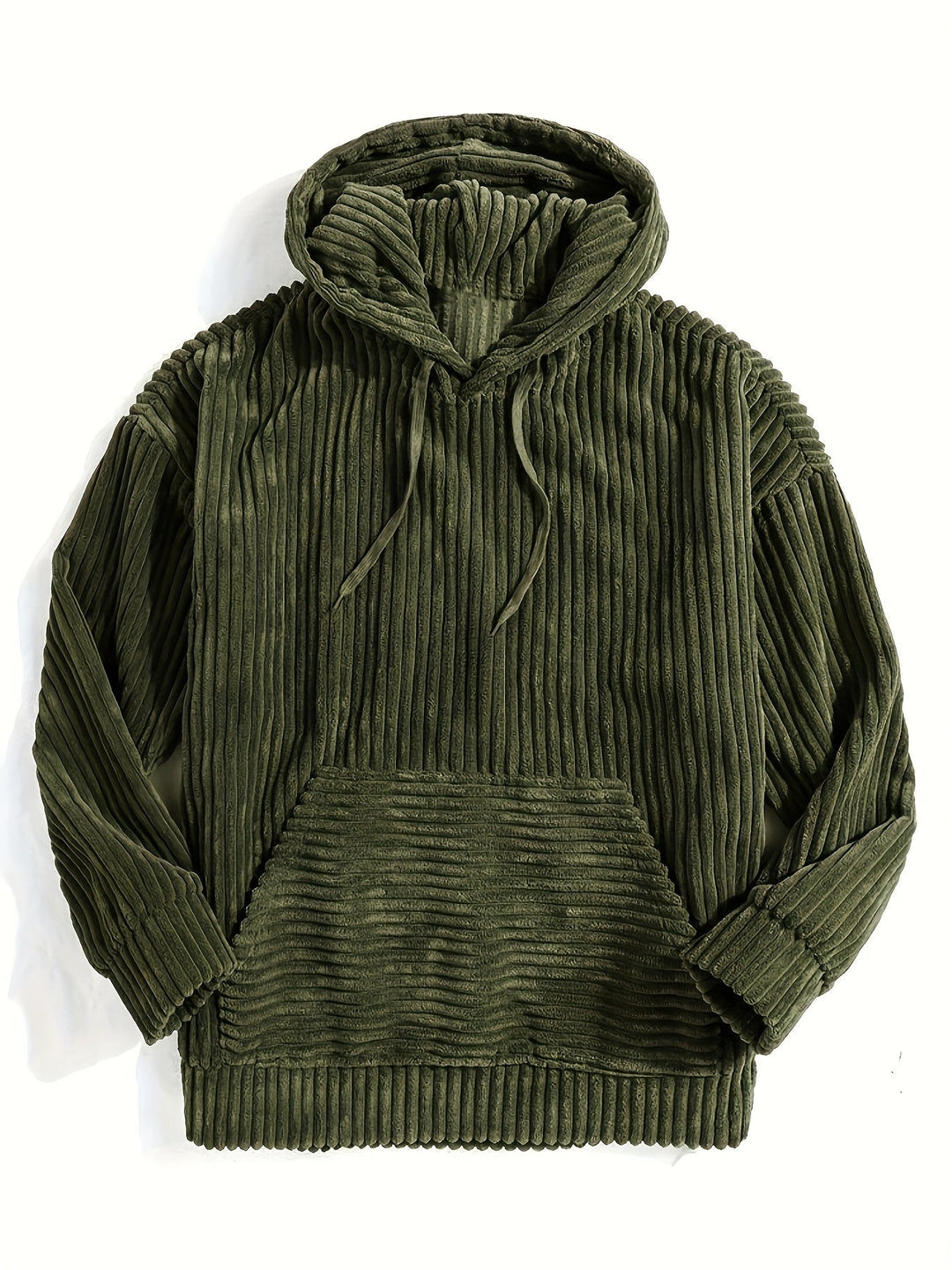 Ribbstickad pullover hoodie
