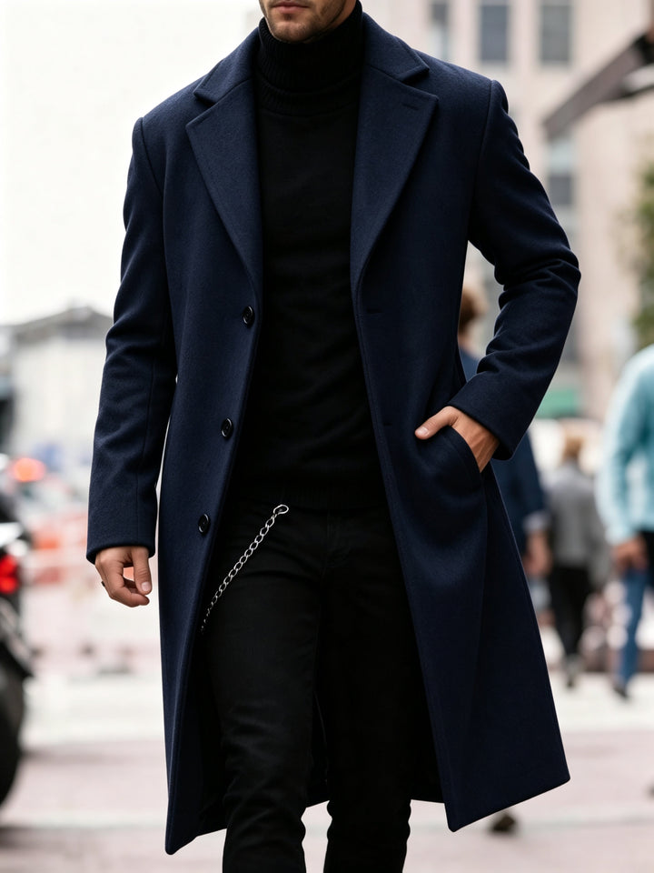 Förfinad lång trenchcoat