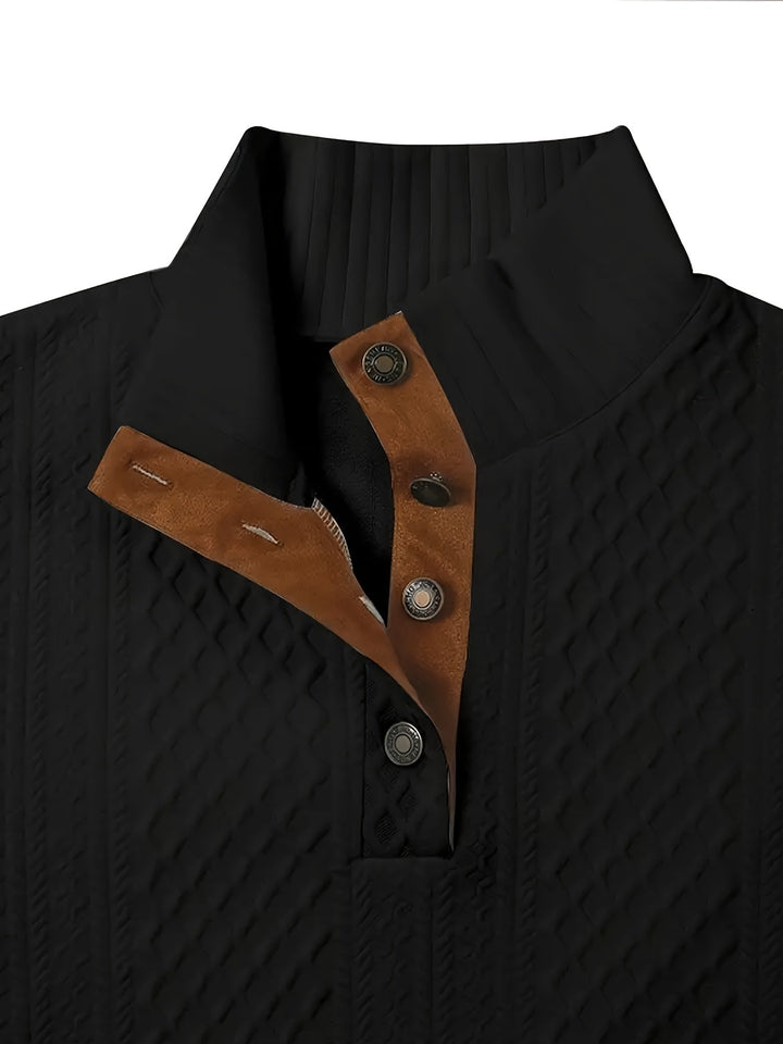 Stå krage knapp henley tröja