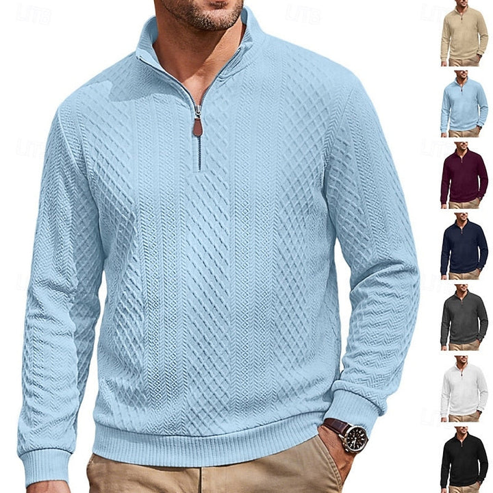 Strukturerad med kvartsdragkedja pullover