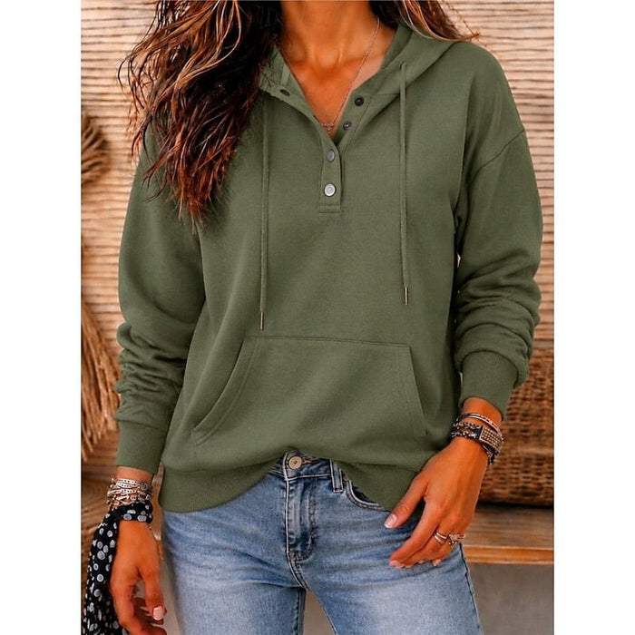 Avslappnad knapp-hals hoodie