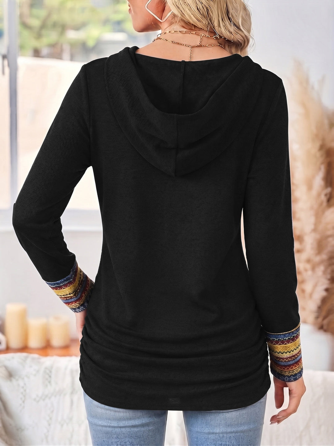 Mönstrad patchwork hoodie