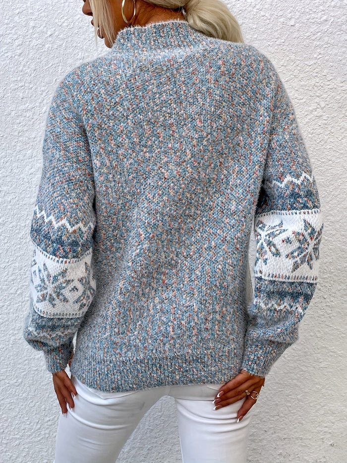 Mysig snowflake mockneck tröja