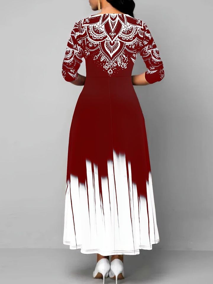 Ornate mönster flared maxi klänning