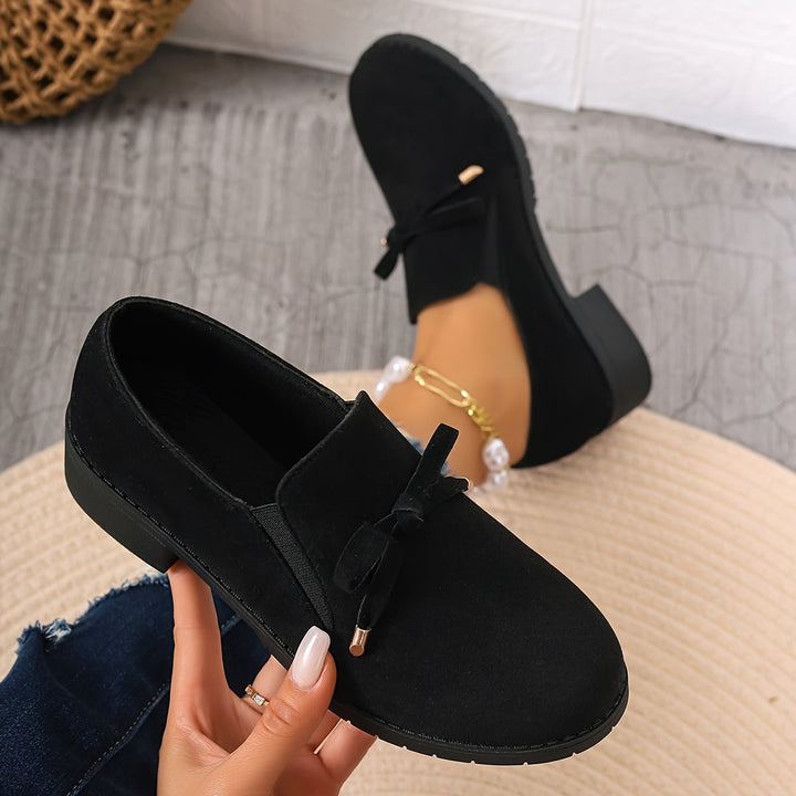 Bow-detalj halk-på loafers