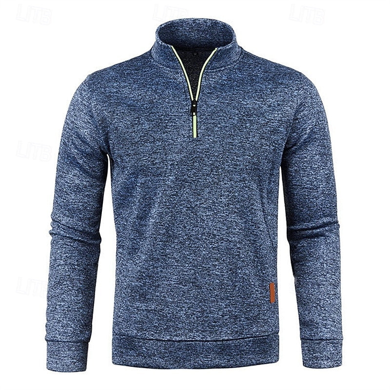 Med kvartsdragkedja strukturerad pullover tröja