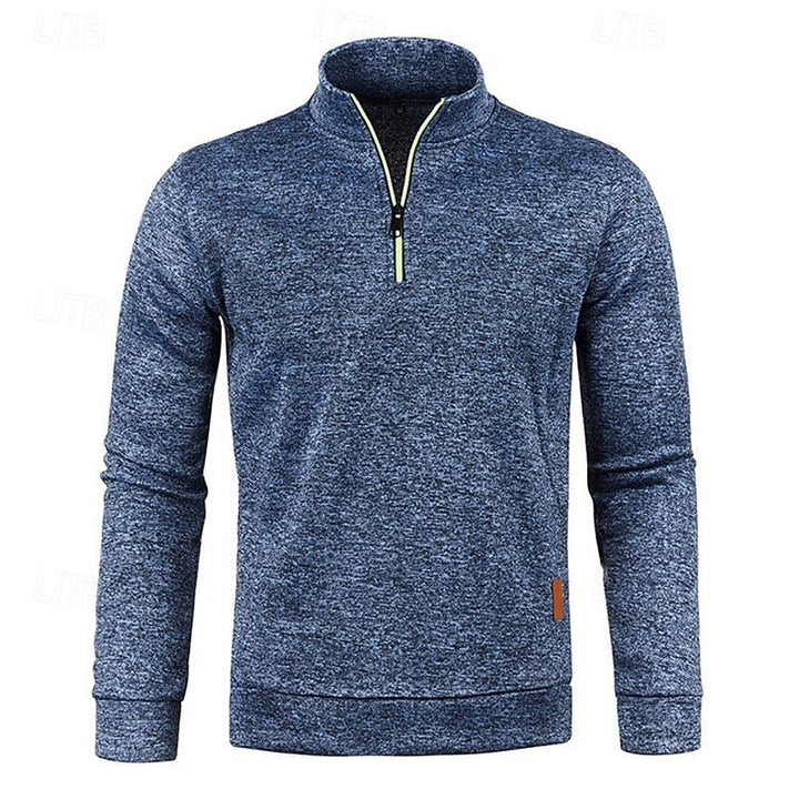 Med kvartsdragkedja strukturerad pullover tröja