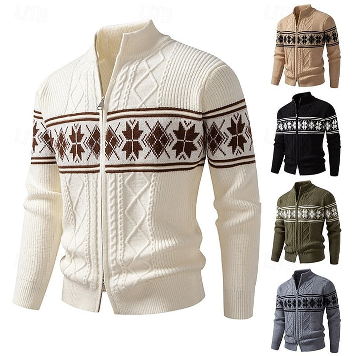 Fair isle dragkedja kofta