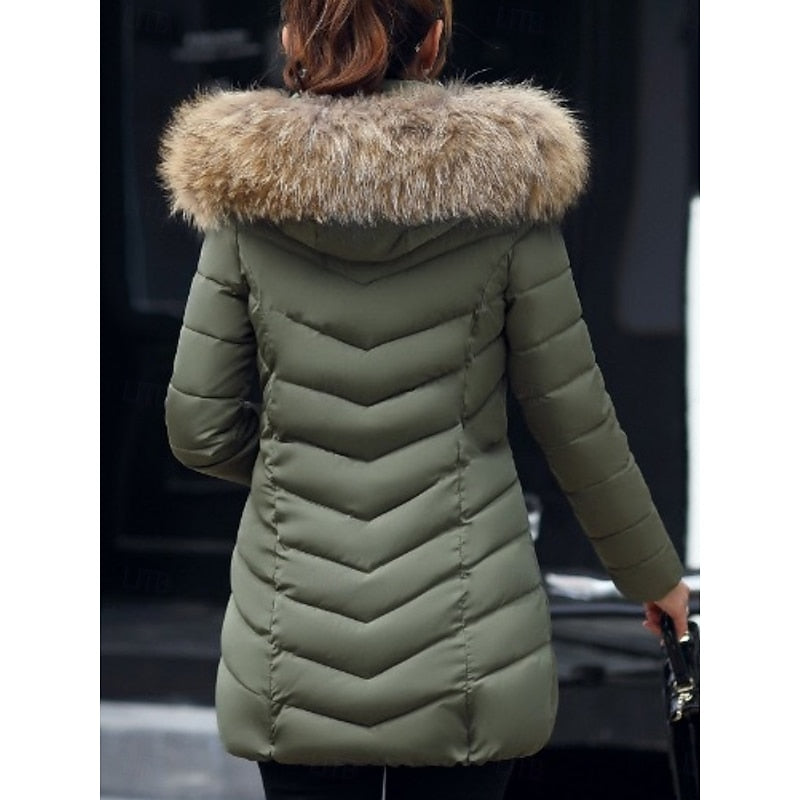 Med huva quiltad vinter parkas