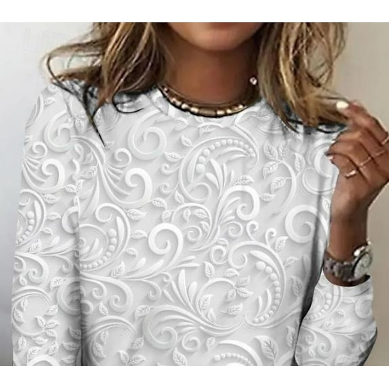 Elegant blommig långärmad tunika topp