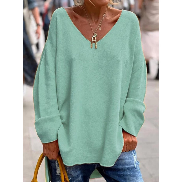 Avslappnad V-ringad pullover